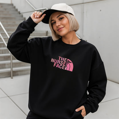 The Nurse Face Pink Crewneck Sweatshirt Unisex