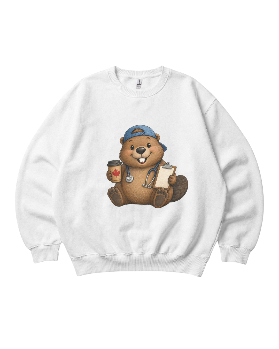 Nurse Beaver with Blue Hat Crewneck Sweatshirt Unisex Sublimation