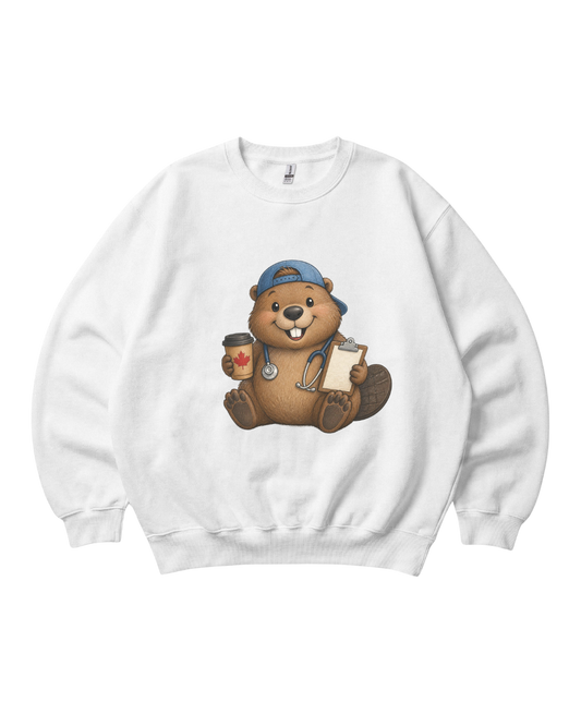 Nurse Beaver with Blue Hat Crewneck Sweatshirt Unisex Sublimation
