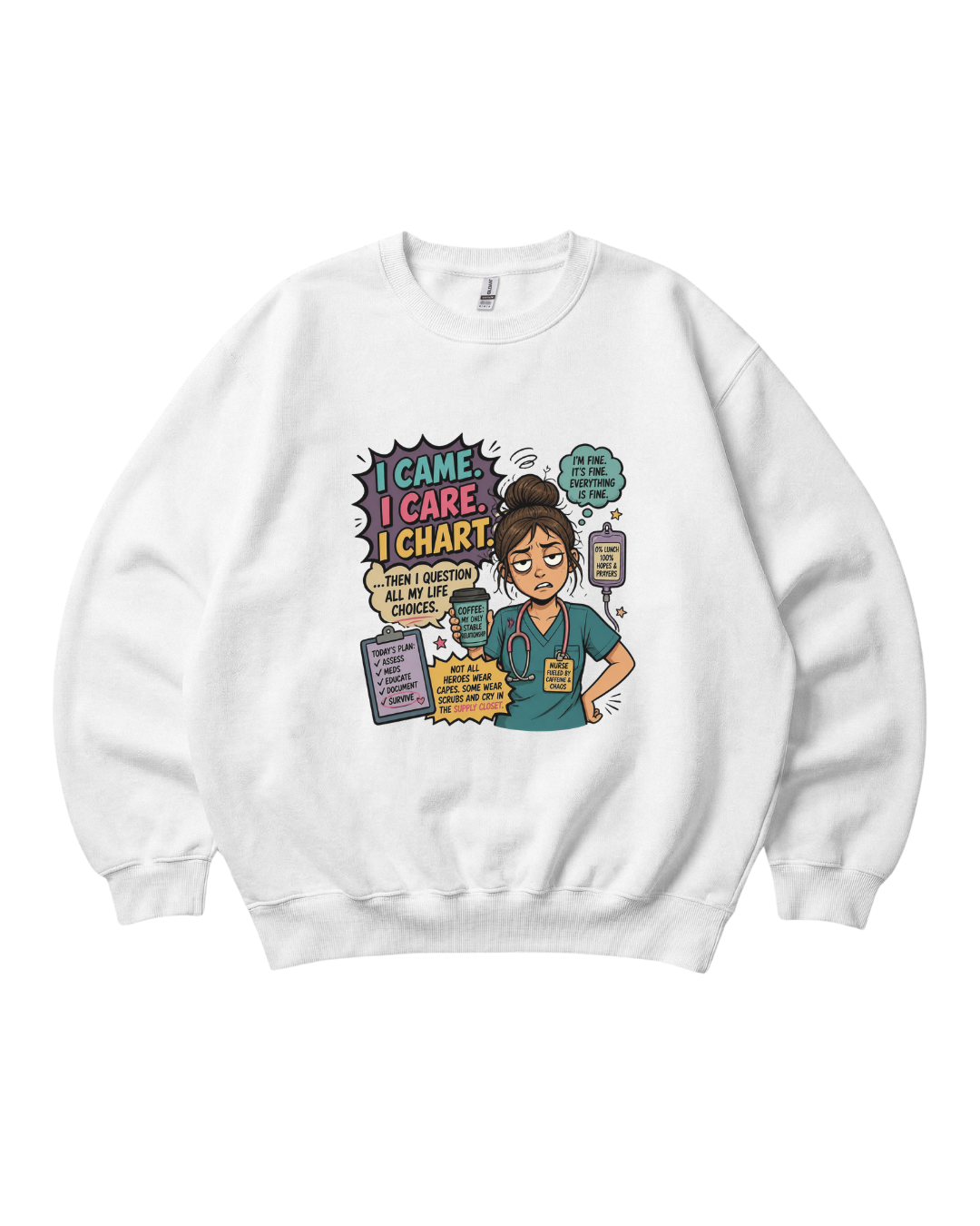 Nurse Comic Style Crewneck Sweatshirt Sublimation