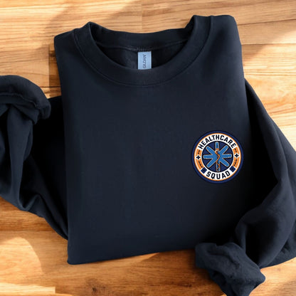 Healthcare Squad Orange White Crewneck Sweatshirt Unisex