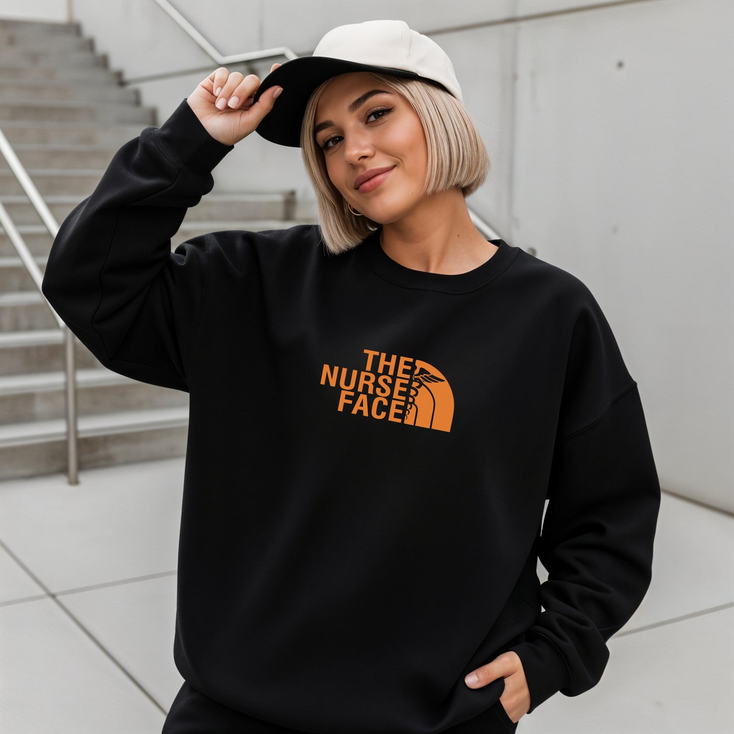 The Nurse Face Orange Crewneck Sweatshirt Unisex