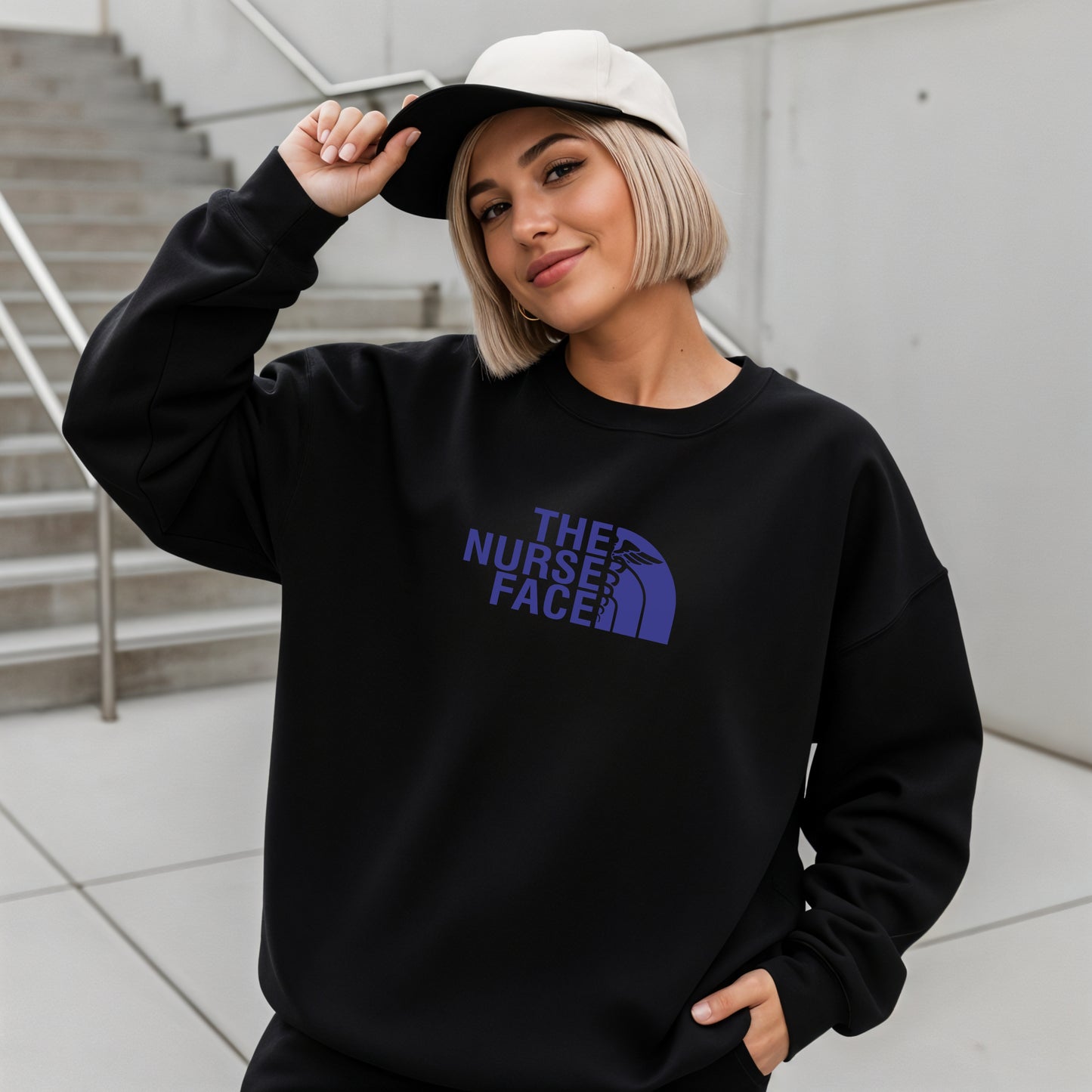 The Nurse Face Blue Crewneck Sweatshirt Unisex