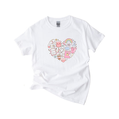 Healthcare Heart-shaped Doodle Design T-shirt Unisex