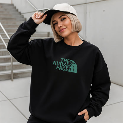The Nurse Face Teal Crewneck Sweatshirt Unisex