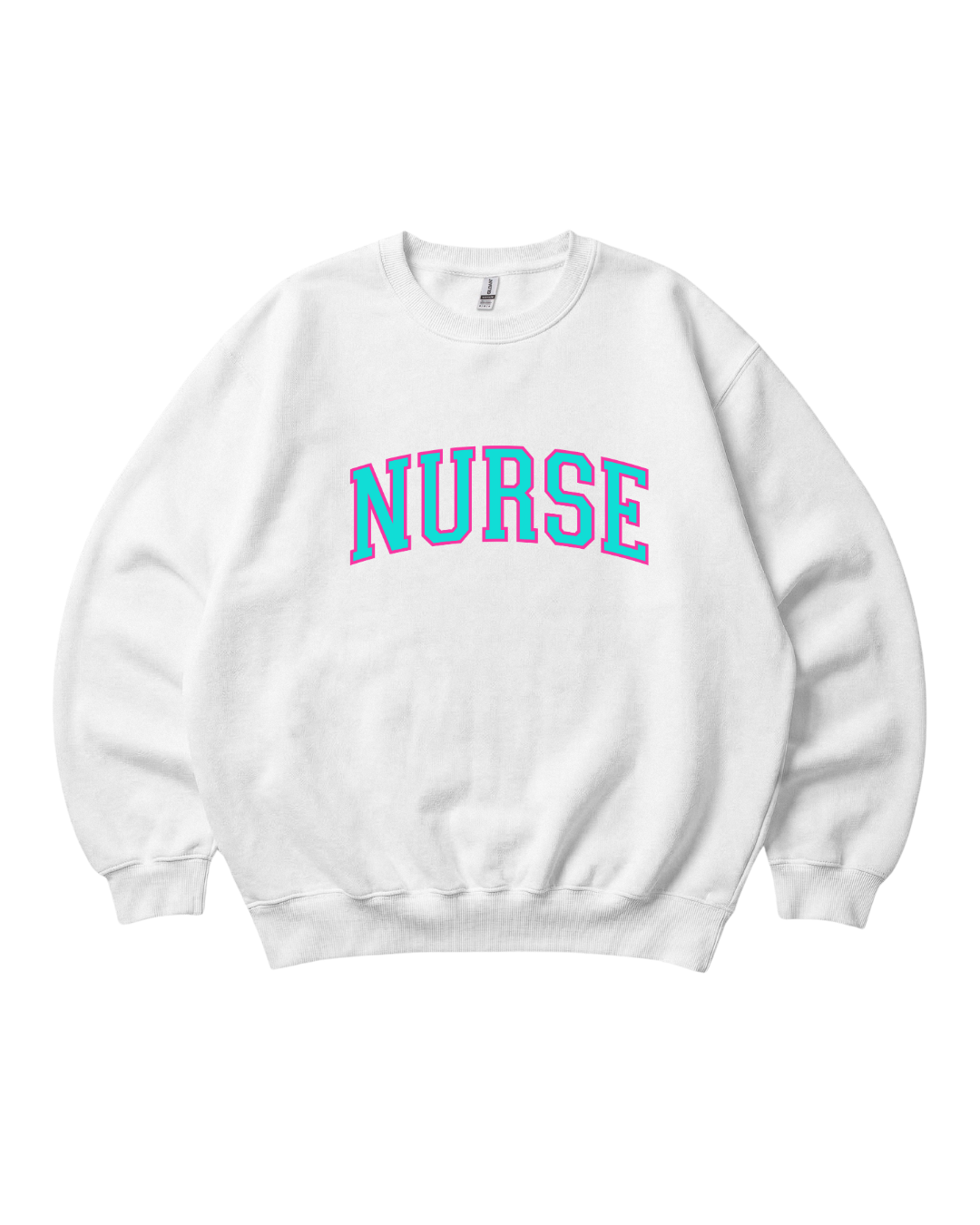 Nurse Neon College Font Crewneck Sweatshirt Unisex