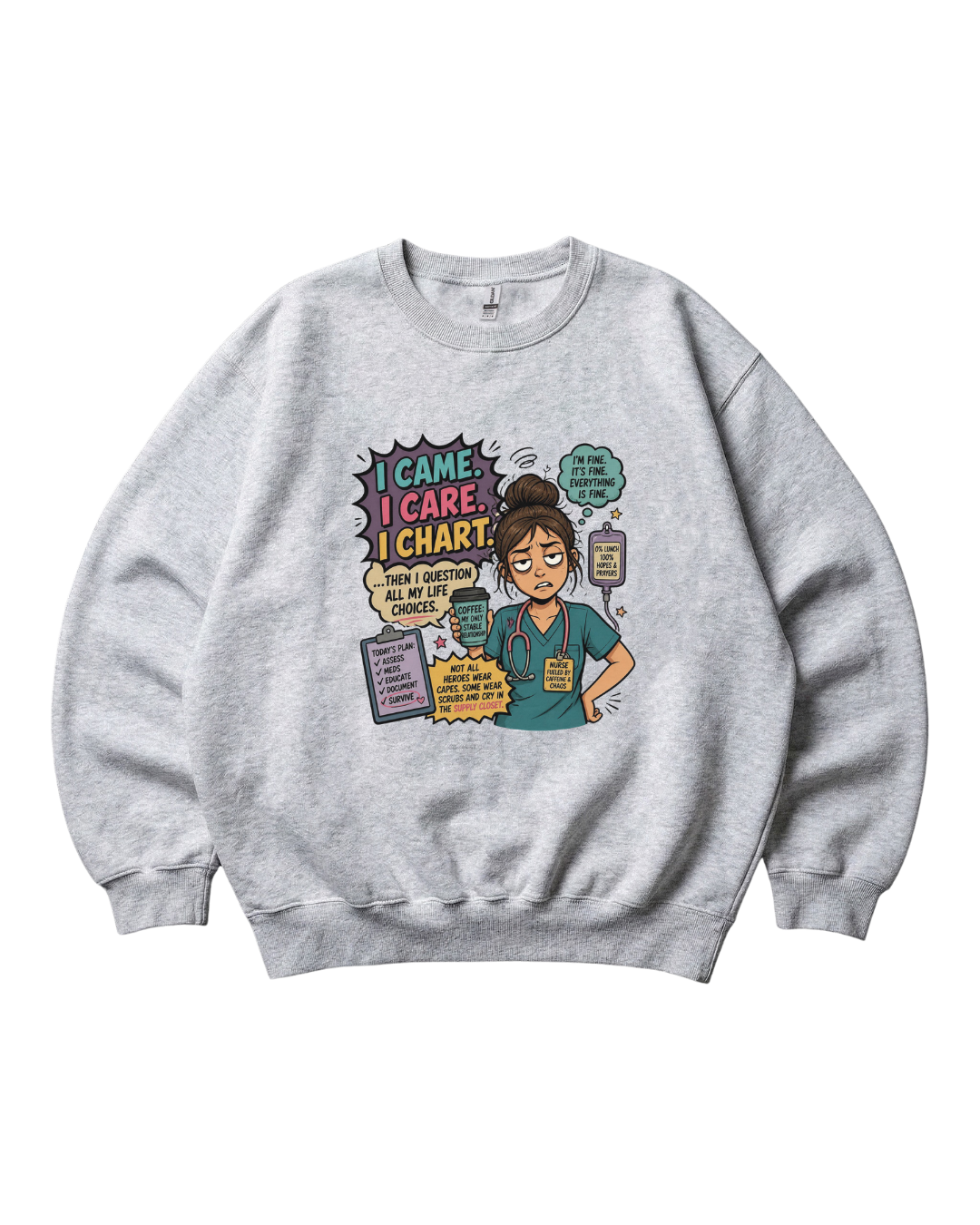 Nurse Comic Style Crewneck Sweatshirt Sublimation