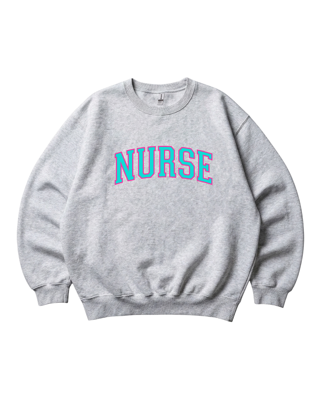 Nurse Neon College Font Crewneck Sweatshirt Unisex
