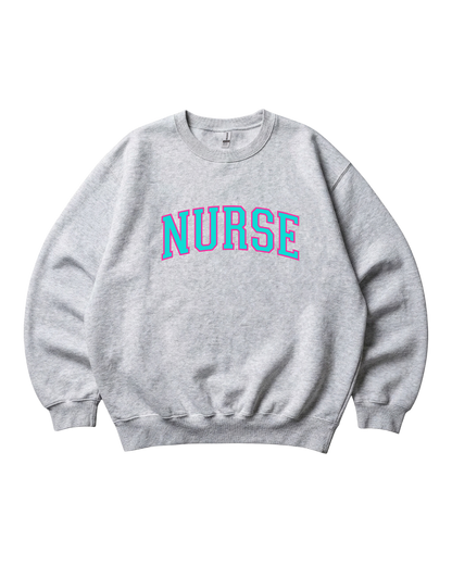 Nurse Neon College Font Crewneck Sweatshirt Unisex