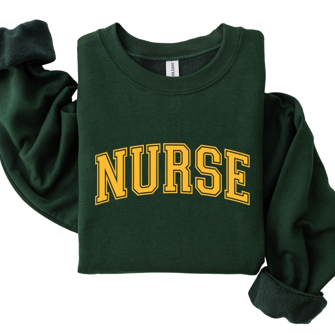 Nurse Varsity Font Style Crewneck Sweatshirt Unisex