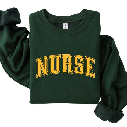 Nurse Varsity Font Style Crewneck Sweatshirt Unisex