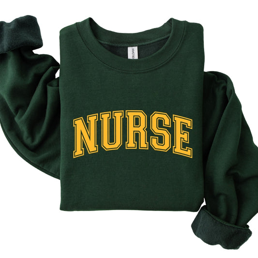 Nurse Varsity Font Style Crewneck Sweatshirt Unisex