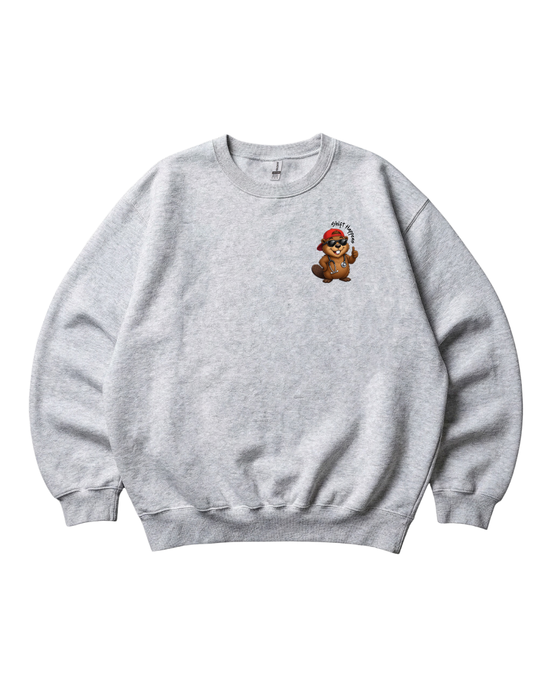 Shift Happens Beaver Design Crewneck Sweatshirt Unisex