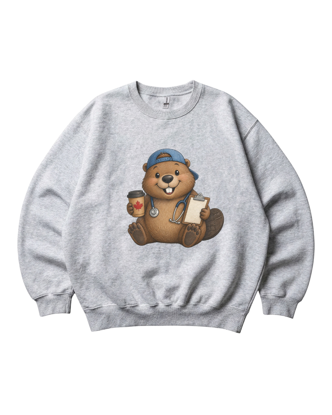 Nurse Beaver with Blue Hat Crewneck Sweatshirt Unisex Sublimation