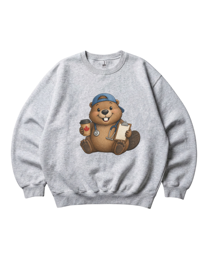 Nurse Beaver with Blue Hat Crewneck Sweatshirt Unisex Sublimation