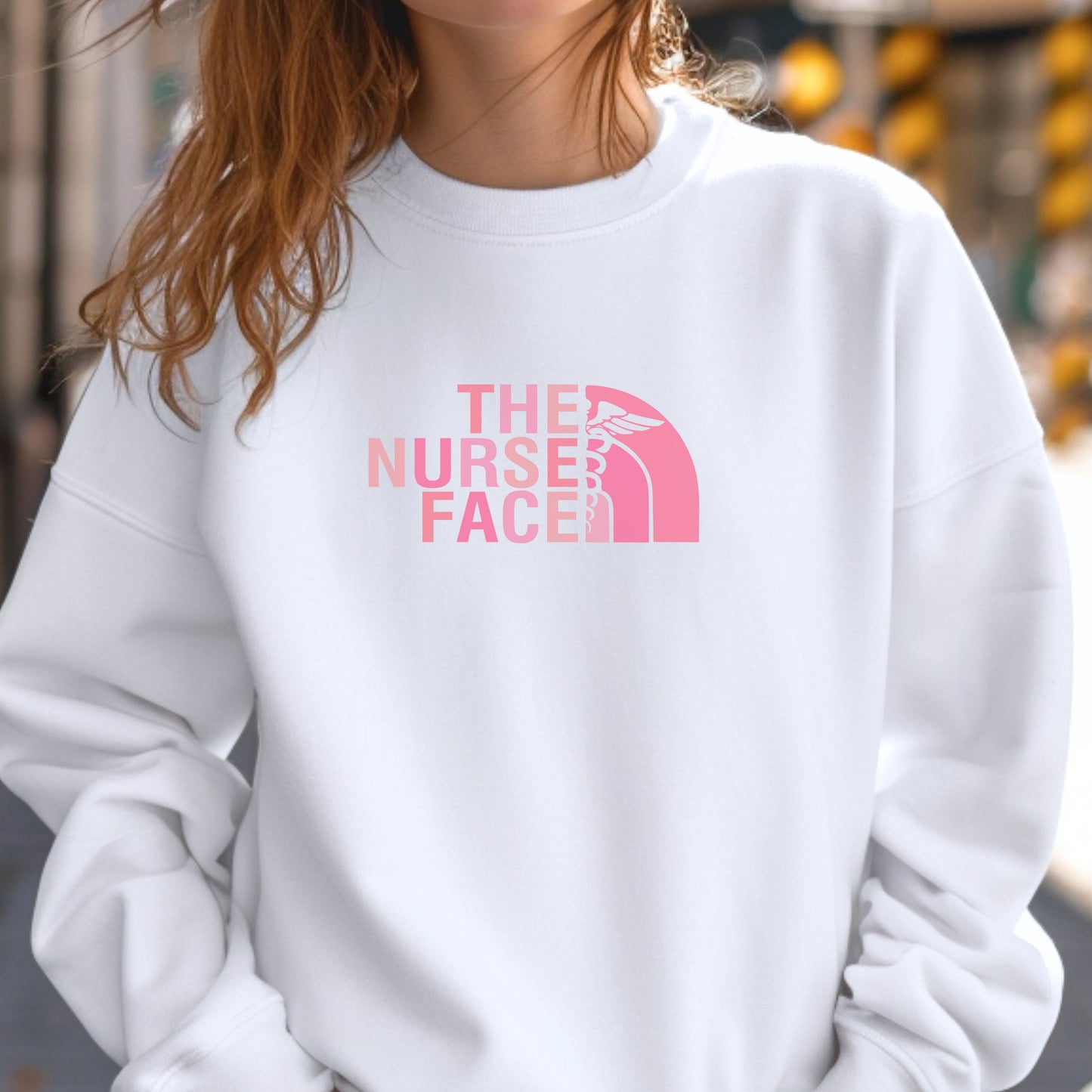 The Nurse Face Pink Crewneck Sweatshirt Unisex