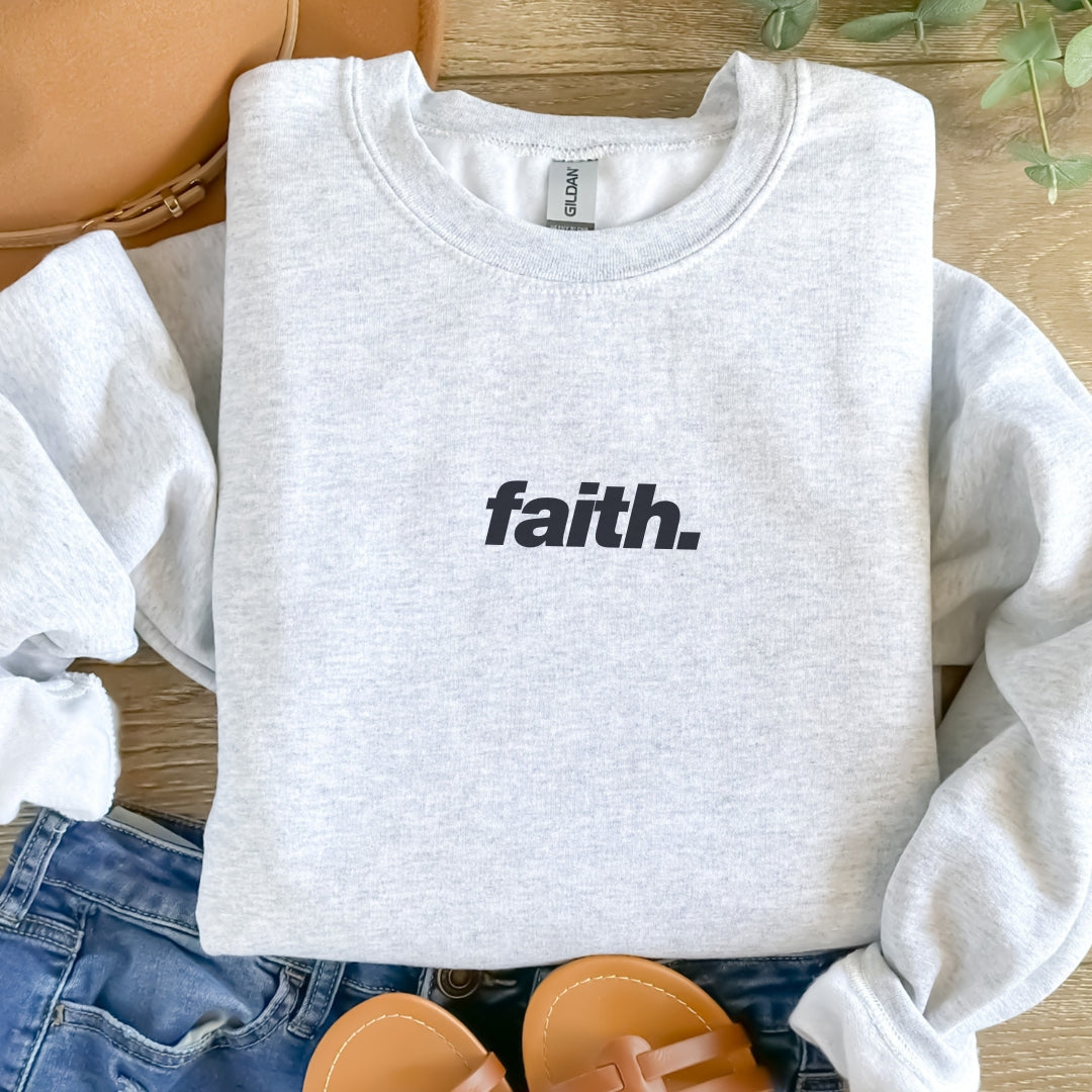 Faith Minimalist Center Chest Crewneck Sweatshirt Unisex
