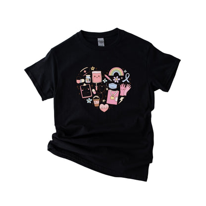 Healthcare Heart-shaped Doodle Design T-shirt Unisex