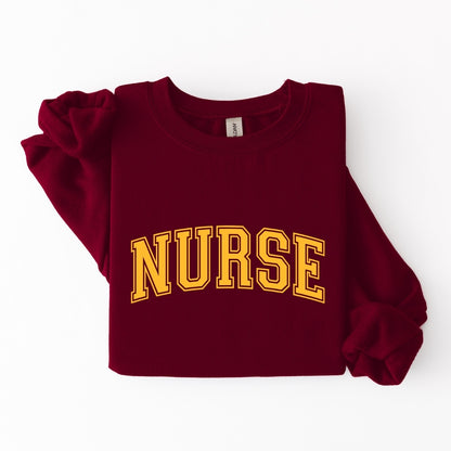 Nurse Varsity Font Style Crewneck Sweatshirt Unisex