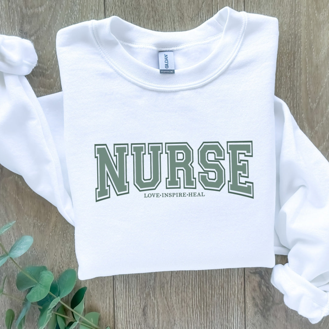Nurse Love Inspire Heal Crewneck Sweatshirt Unisex