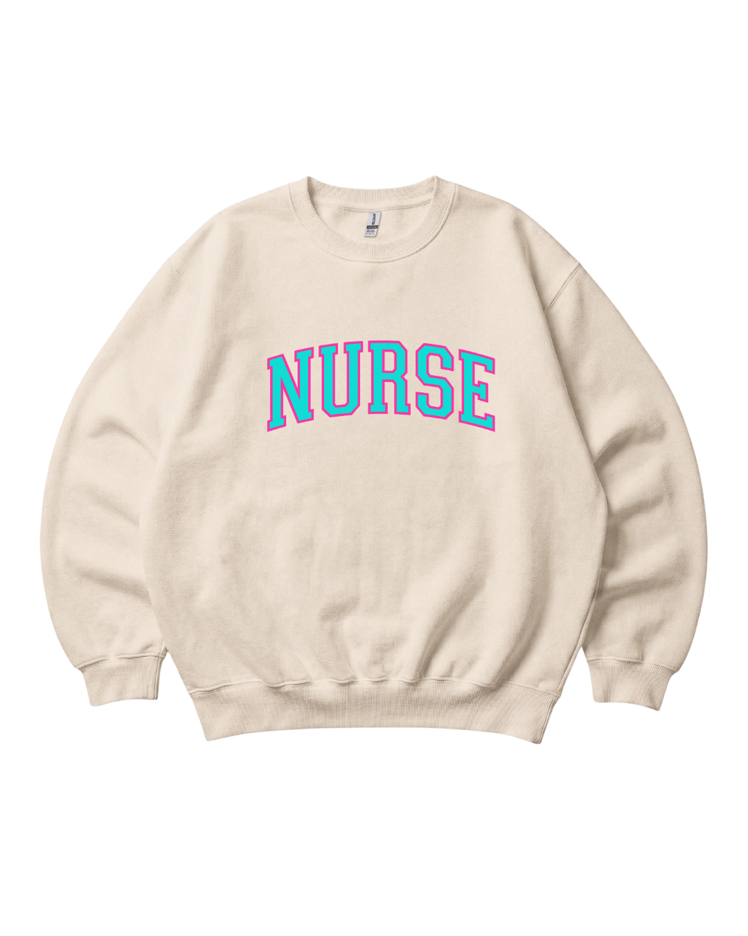 Nurse Neon College Font Crewneck Sweatshirt Unisex