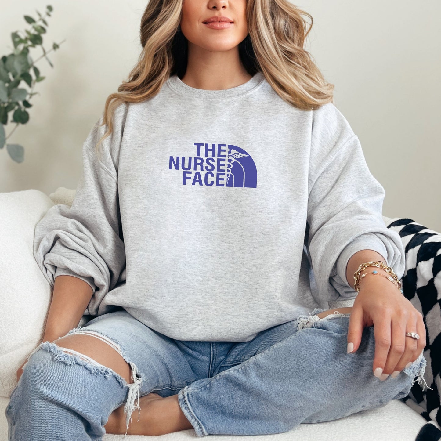 The Nurse Face Blue Crewneck Sweatshirt Unisex