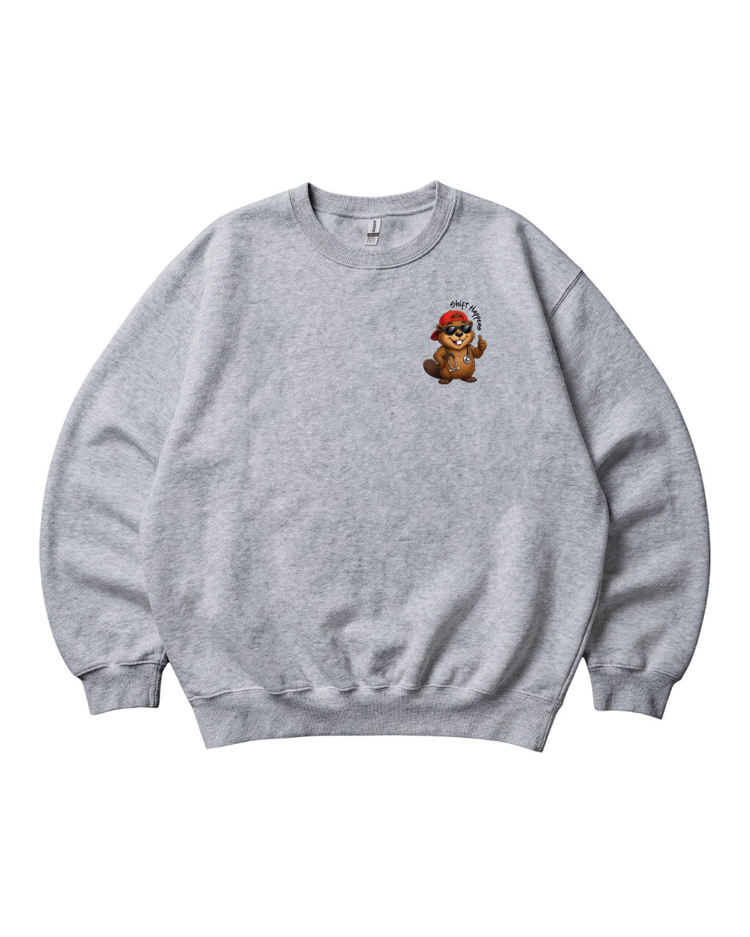 Shift Happens Beaver Design Crewneck Sweatshirt Unisex