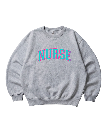 Nurse Neon College Font Crewneck Sweatshirt Unisex