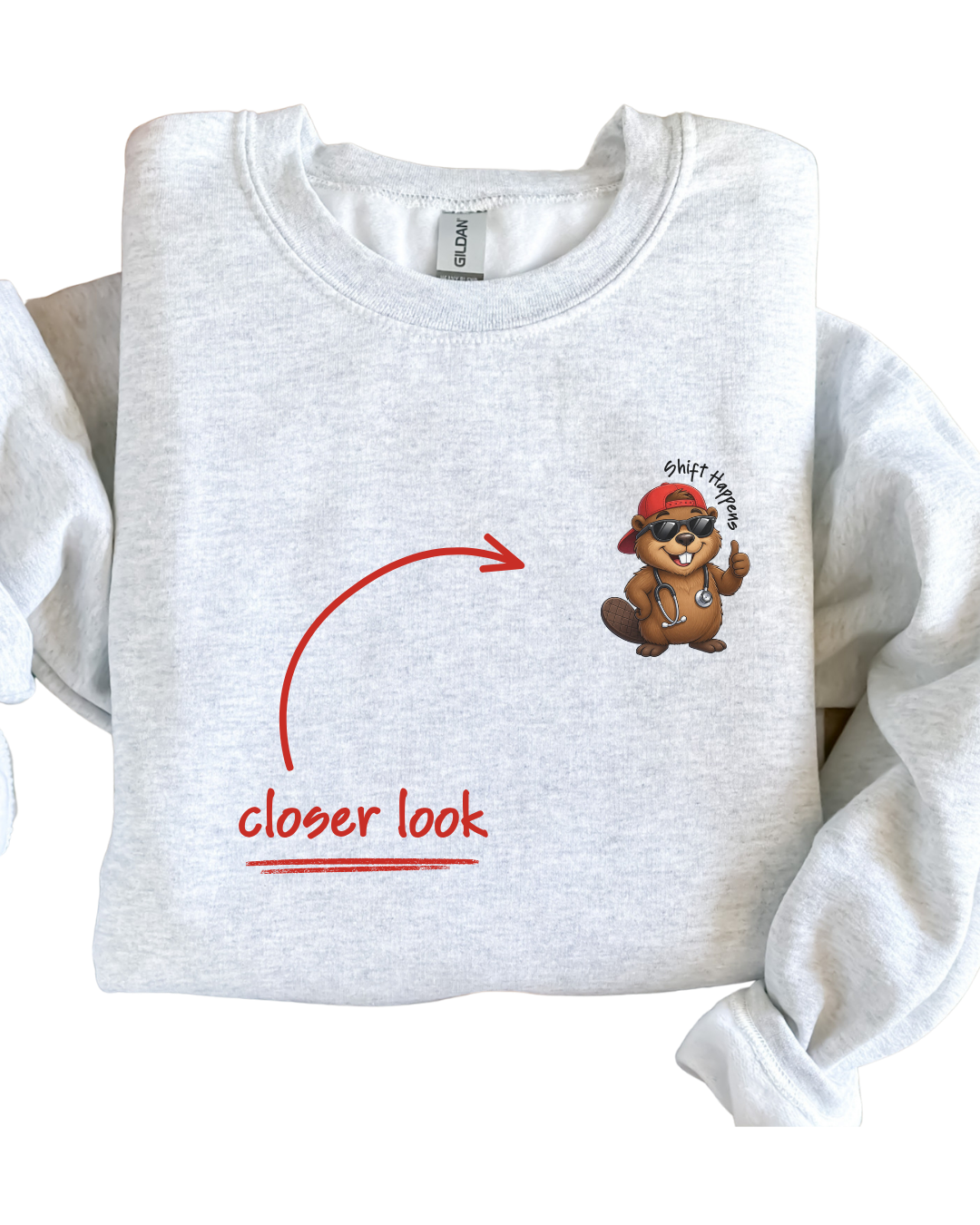 Shift Happens Beaver Design Crewneck Sweatshirt Unisex