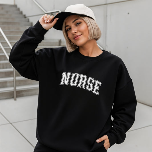 Nurse College Font Crewneck Sweatshirt Unisex
