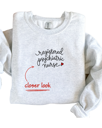 RPN Pysch Nurse Cursive Design Crewneck Sweatshirt