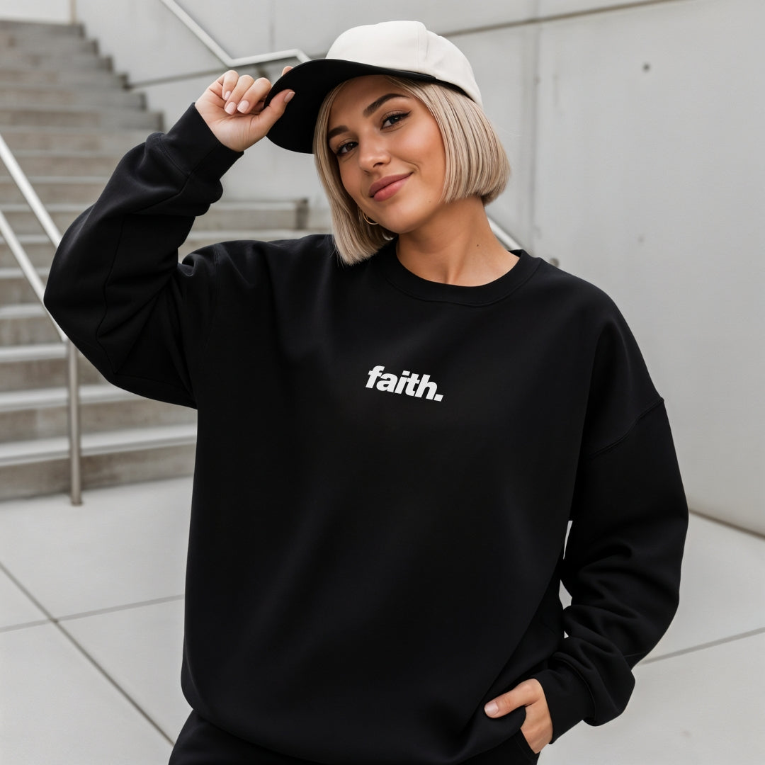 Faith Minimalist Center Chest Crewneck Sweatshirt Unisex