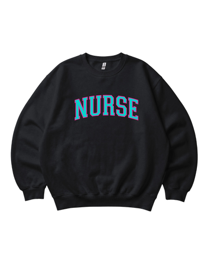 Nurse Neon College Font Crewneck Sweatshirt Unisex