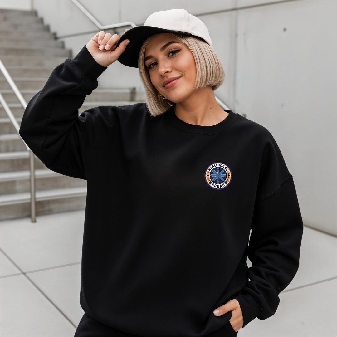 Healthcare Squad Orange White Crewneck Sweatshirt Unisex