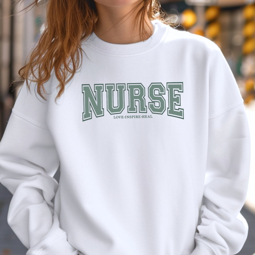Nurse Love Inspire Heal Crewneck Sweatshirt Unisex