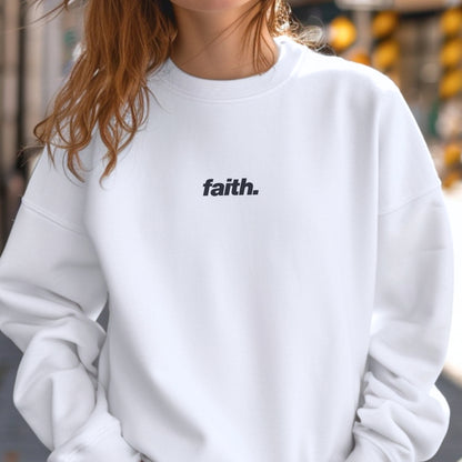 Faith Minimalist Center Chest Crewneck Sweatshirt Unisex