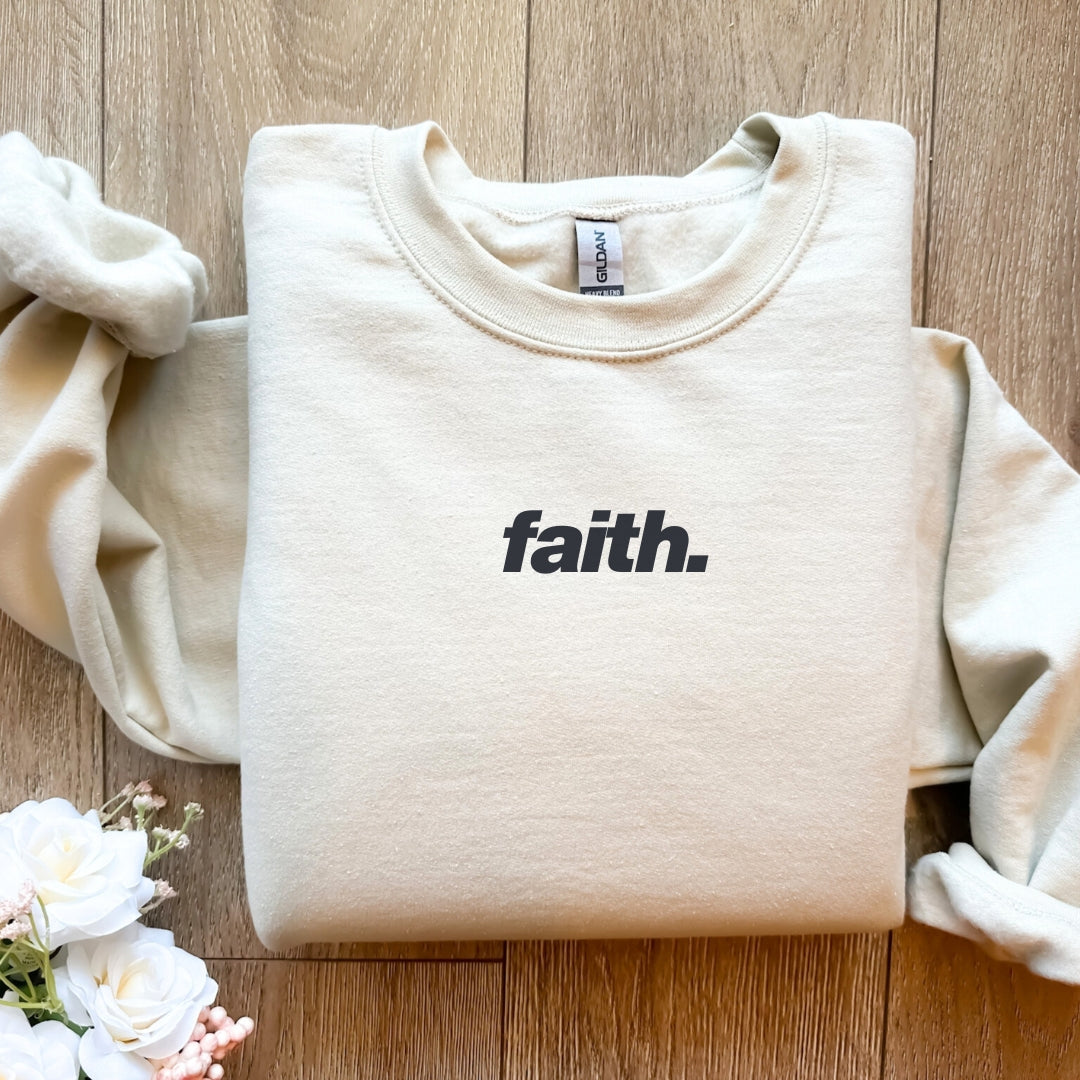 Faith Minimalist Center Chest Crewneck Sweatshirt Unisex