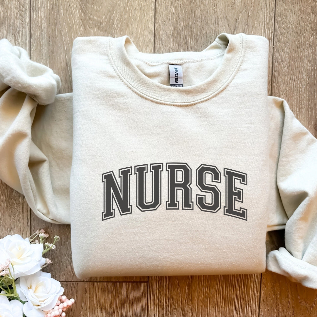 Nurse College Font Crewneck Sweatshirt Unisex