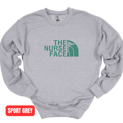 The Nurse Face Teal Crewneck Sweatshirt Unisex