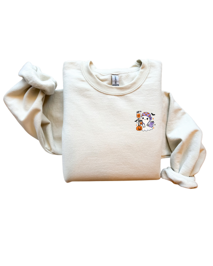 Cute IV Halloween Pumpkin Ghost Crewneck Unisex