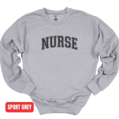 Nurse College Font Crewneck Sweatshirt Unisex